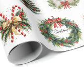Feestelijke kerst Afbeeldingen op wit Cadeaupapier (Rol Hoek)