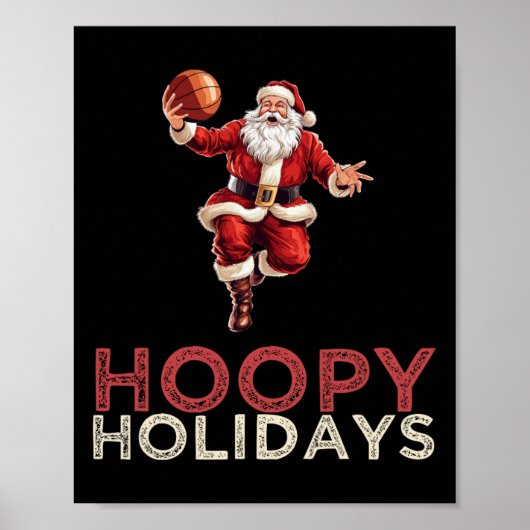 Feestelijke Kerst Basketbal Santa 1 Poster (Voorkant)