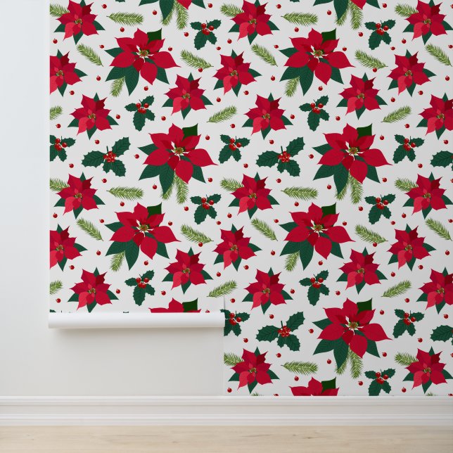 Feestelijke kerst betegelde bloemen behang (Applicatie)