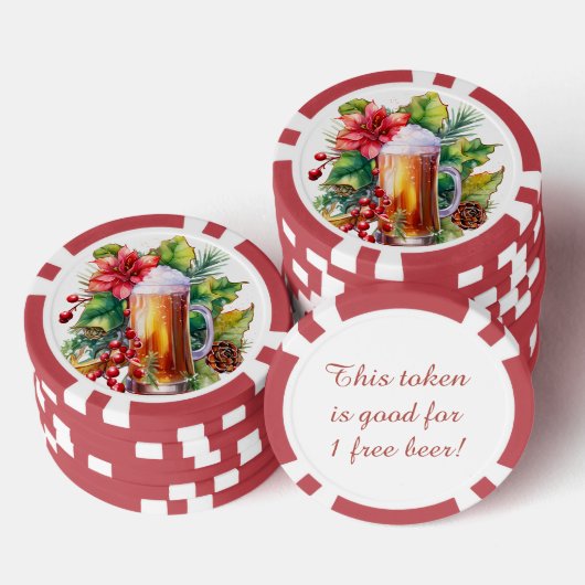 Feestelijke kerst bier gratis drink poker chips (Opstapeling)