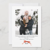 Feestelijke Kerst Boho Red Bow Ribbon 2 Foto Feestdagenkaart (Achterkant)