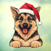 Feestelijke Kerst Duitse Herder Window Cling Raamsticker (Vel 3)