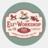Feestelijke Kerst Elf workshop Ronde Sticker (Voorkant)