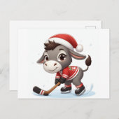 Feestelijke Kerst Ezel Hockey Briefkaart (Voorkant / Achterkant)