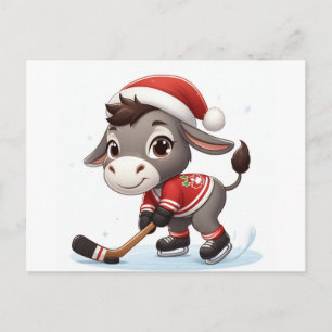 Feestelijke Kerst Ezel Hockey Briefkaart