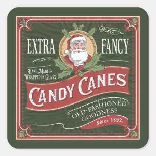 Feestelijke kerst fancy snoepstokken vierkante sticker