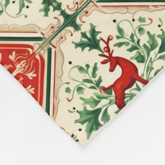 Feestelijke kerst faux patchwork stijl  fleece deken (Hoek)