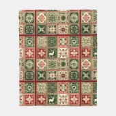 Feestelijke kerst faux patchwork stijl  fleece deken (Voorkant)