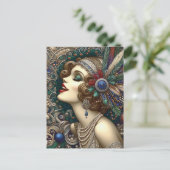 Feestelijke kerst Flapper Vrouw Briefkaart (Staand voorkant)