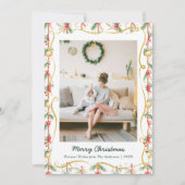Feestelijke Kerst Garland & Bow Pattern 1 Foto Feestdagenkaart (Voorkant)