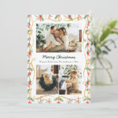 Feestelijke Kerst Garland & Bow Pattern 3 Foto Feestdagenkaart (Staand voorkant)