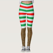 Feestelijke Kerst Gestreepte Leggings met Sneeuw (Voorkant)