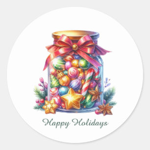 Feestelijke Kerst hard snoep Prettige feestdagen Ronde Sticker