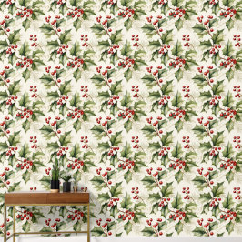 Feestelijke kerst Holly laat schil en stok Behang