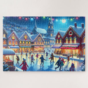 Feestelijke kerst ijsschaats scene legpuzzel