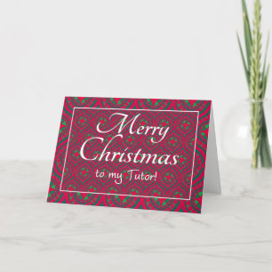Feestelijke Kerst Kaart voor Tutor Rood Groen