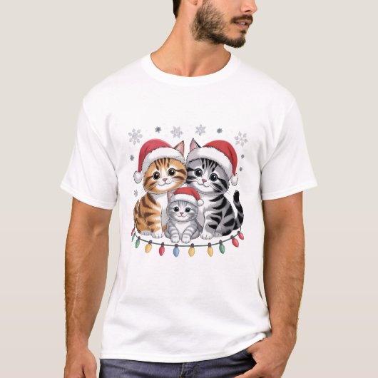 Feestelijke Kerst Kat T-shirt (Voorkant)