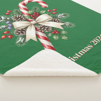 Feestelijke Kerst Kerststok Sherpa Dekbed Deken