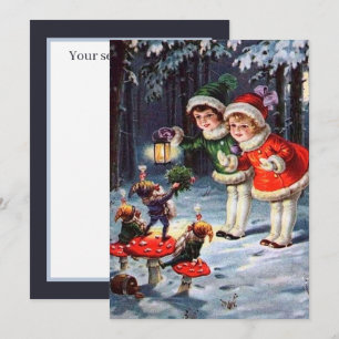 feestelijke kerst - kinderen wekken het gevoel notitiekaartje