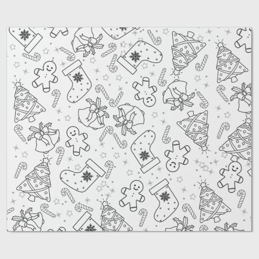 Feestelijke Kerst Kleuren Wrapping Papier (Vlak)