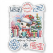 Feestelijke kerst Koe Sticker (Voorkant)