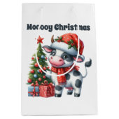 Feestelijke Kerst koe tekst toevoegen Medium Cadeauzakje (Voorkant)