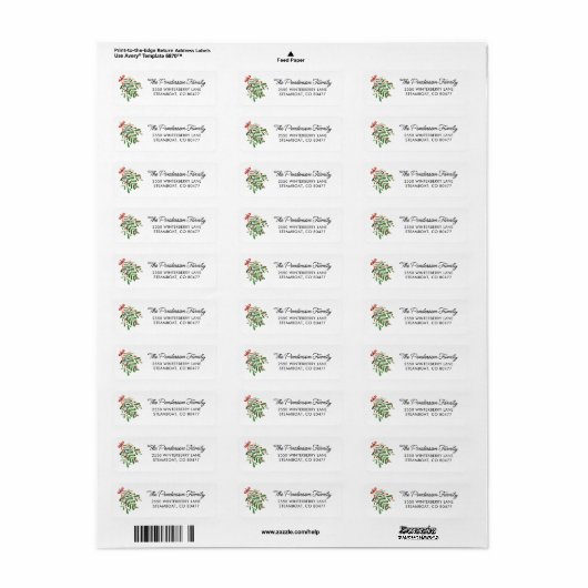 Feestelijke Kerst Mistletoe Berries Custom Text Etiket (Full Sheet)