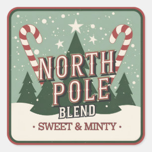 Feestelijke Kerst Noord pole blend snoepriet Vierkante Sticker