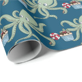 feestelijke kerst-octopusfeest cadeaupapier (Rol Hoek)