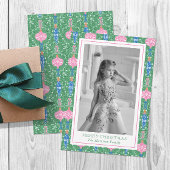 Feestelijke Kerst Ornamenten Patroon Foto Feestdagenkaart