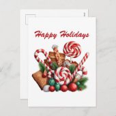 feestelijke kerst pepermunt waterverf tekst toevoe feestdagenkaart (Voorkant / Achterkant)