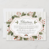 Feestelijke Kerst, Pine & Holly Kerstdiner Party Kaart (Voorkant)