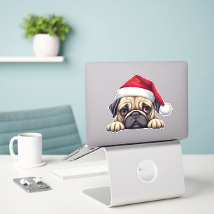 Feestelijke kerst pug kus gesneden Sticker