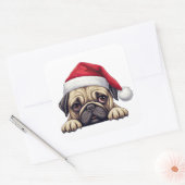 Feestelijke Kerst Pug Vierkante Sticker (Envelop)