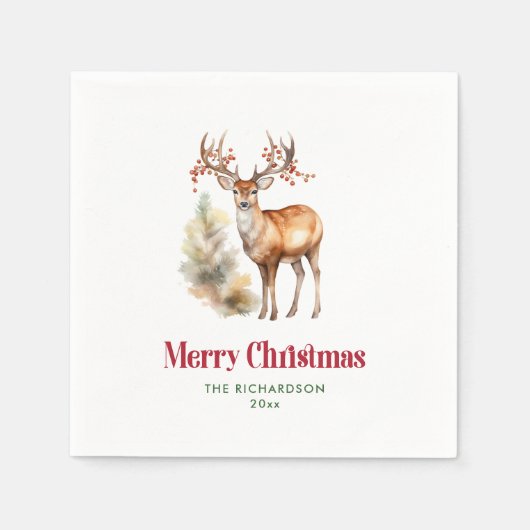 Feestelijke kerst rendieren servetten voor Party F (Voorkant)