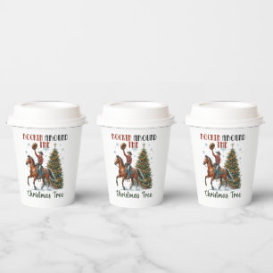Feestelijke kerst rockende cowboy party papieren bekers
