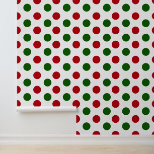 Feestelijke kerst rood groen polka stippen patroon behang