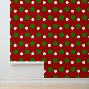 Feestelijke kerst rood groen polka stippen patroon behang