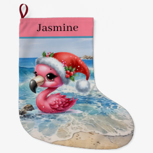 Feestelijke Kerst roze flamingo voeg naam toe stra Grote Kerstsok