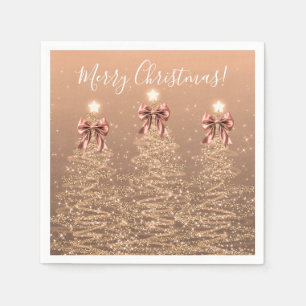 Feestelijke Kerst Roze Gouden Kerstbomen Strikken Servet