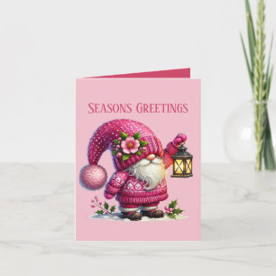 Feestelijke Kerst roze kabouter Voeg bericht toe Feestdagen Kaart
