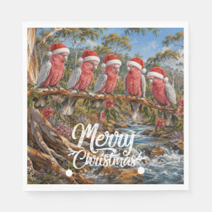 Feestelijke Kerst Roze Kaketoes Servet