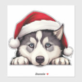 Feestelijke Kerst Siberische HuskyVinyl Sticker (Vel)