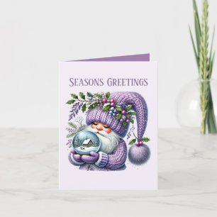 Feestelijke Kerst Sneeuw wereldbol GNOME Voeg beri Feestdagen Kaart