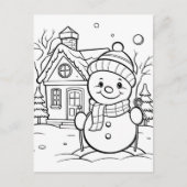 Feestelijke kerst sneeuwman kinder kleurstof briefkaart (Voorkant)