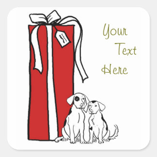 Feestelijke kerst sneeuwvlok hond vierkante sticker