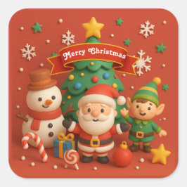 Feestelijke Kerst stickers met de Kerstman