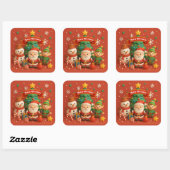 Feestelijke Kerst stickers met de Kerstman (Vel)