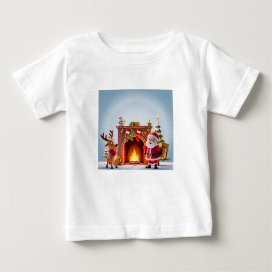 Feestelijke kerst T-shirt met Santa & Reinde (Voorkant)