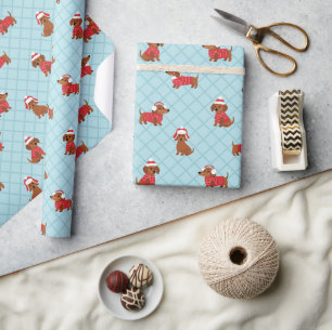Feestelijke Kerst Teckel Inpakpapier